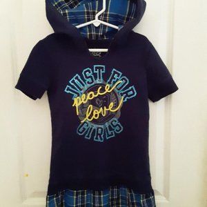 Justice  Blue plaid hoodie dress child's size 7